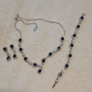 Elegant Silver & Blue Jewelry Set